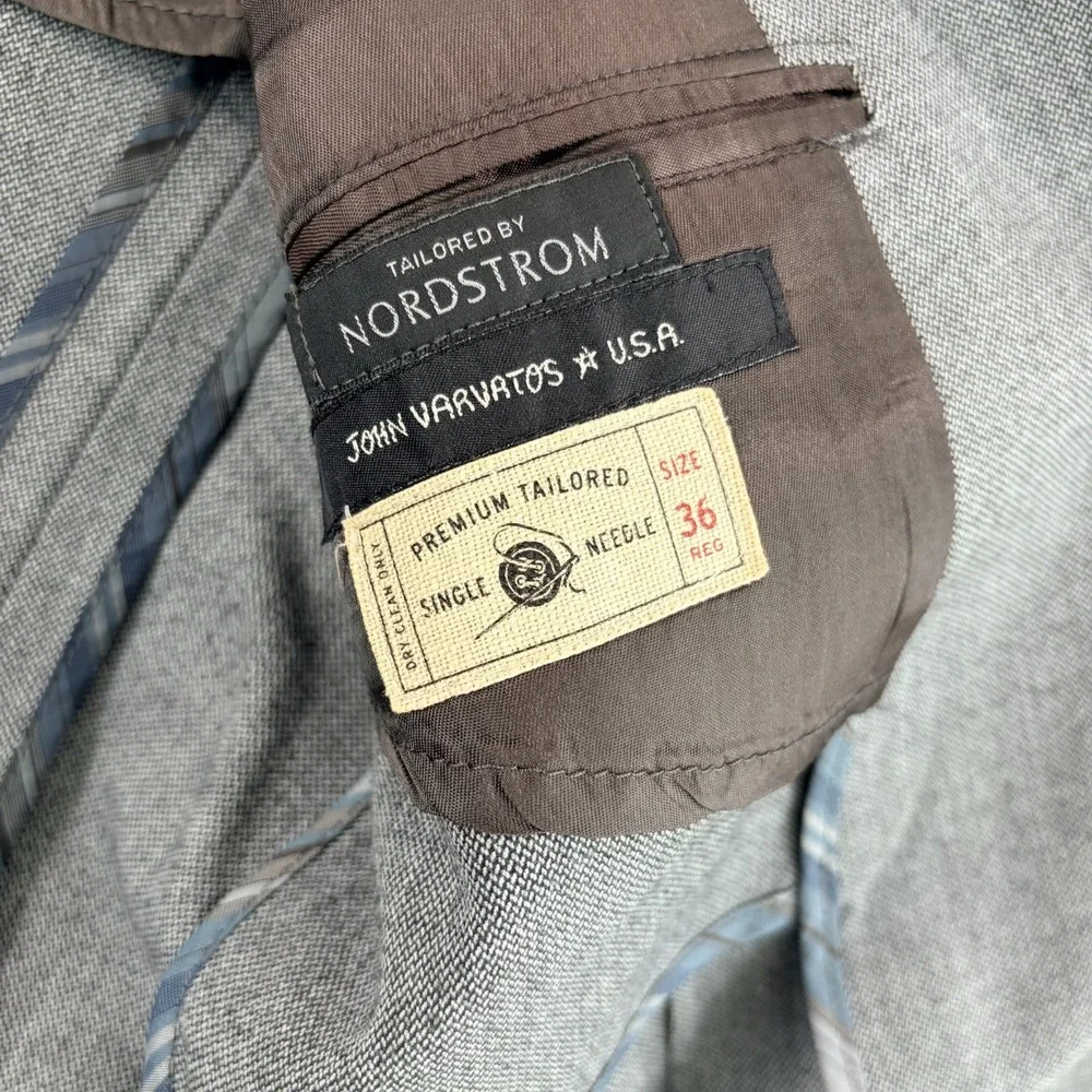 John Varvatos Premium Tailored Wattswood Peak Blazer Sport Coat in Grey Men 36R